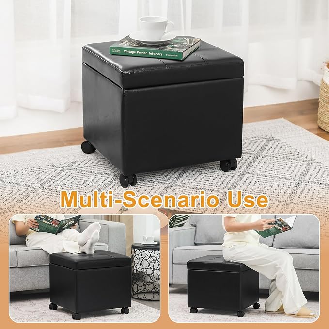 Homebeez Leather Storage Ottoman - Image 5