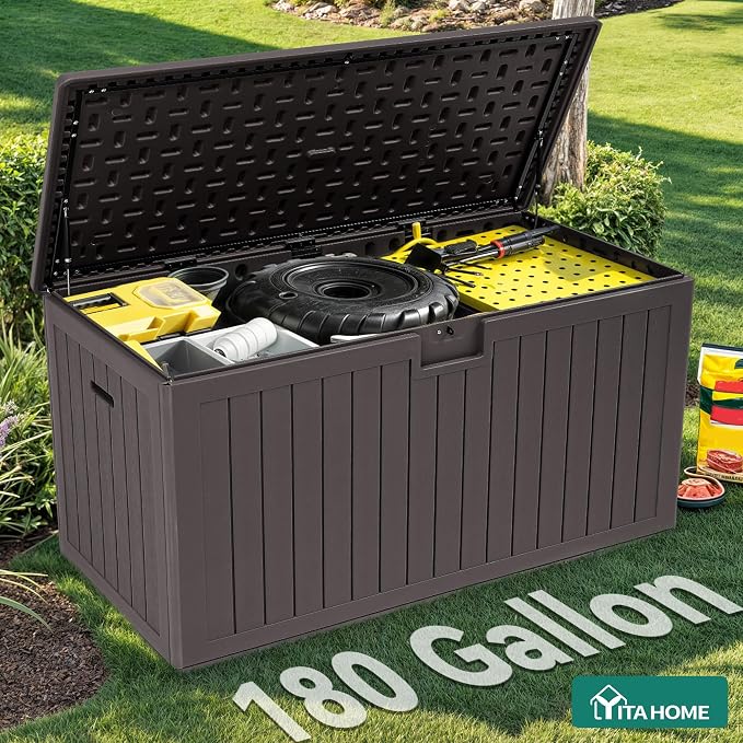 YITAHOME 200 Gallon Extra Large Deck Box, Double-Wall Resin Outdoor Storage Box - Image 9