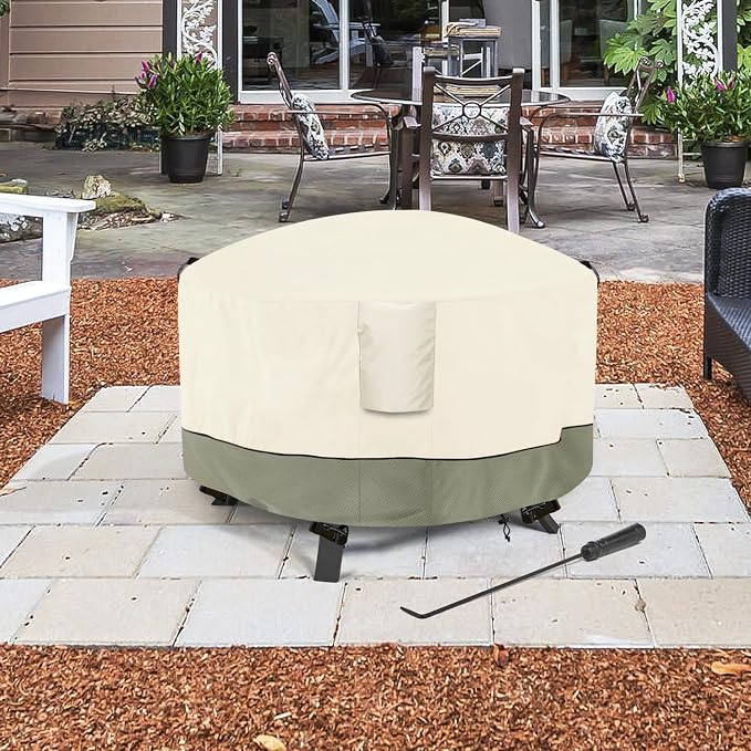 Fire Pit Cover, Outdoor Heavy Duty 600D 100% Waterproof Fire Pit Cover Round - Image 8