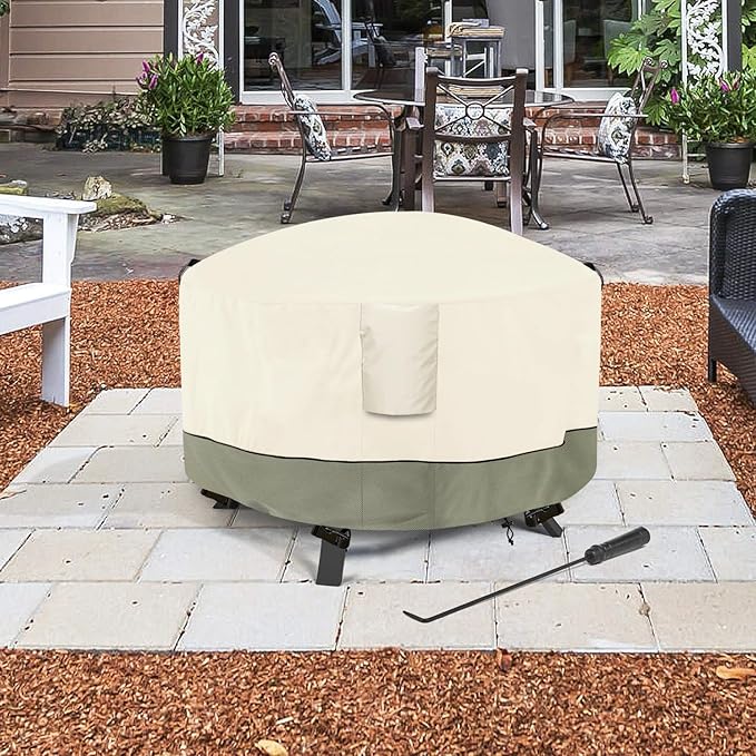 Fire Pit Cover, Outdoor Heavy Duty 600D 100% Waterproof Fire Pit Cover Round - Image 8