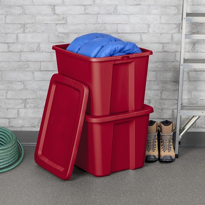 6-Pack 18 Gallon Red Plastic Storage Bins - Image 4