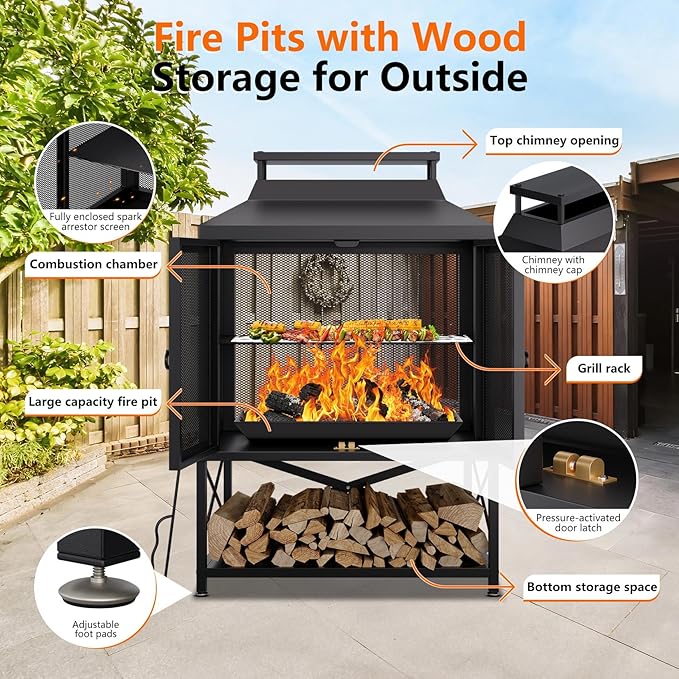 2-in-1 Metal Chiminea Fireplace - Image 3