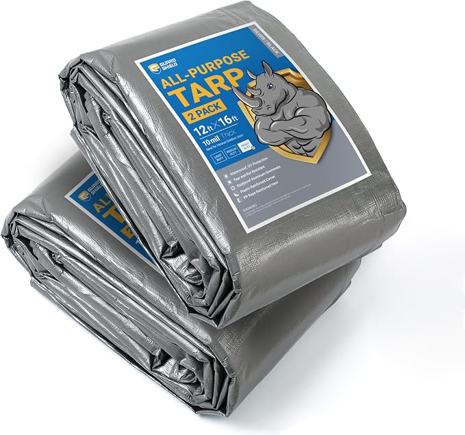 GUARD SHIELD Tarps Heavy Duty Waterproof 12x16 Feet Silver/Black Poly Tarp by GUARDSHIELD