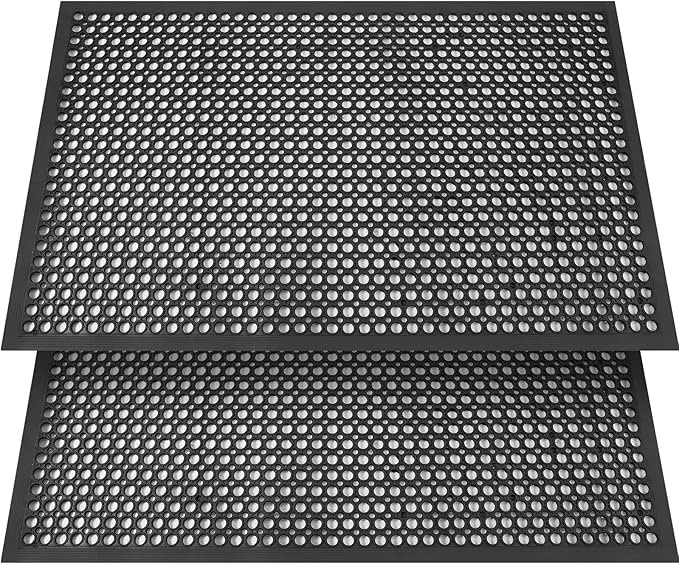 Anti Fatigue Rubber Floor Mat 2 Pack Restaurant Kitchen Mats by YOSHIKO