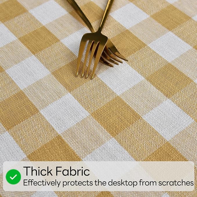 Gingham Table Cloth for Rectangle Tables Yellow Checkered Plaid Tablecloth - Image 3