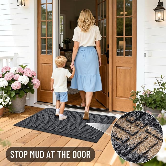OLANLY Front Door Mat Outside Entrance 47x23, Heavy Duty Sturdy Natural Rubber - Image 6