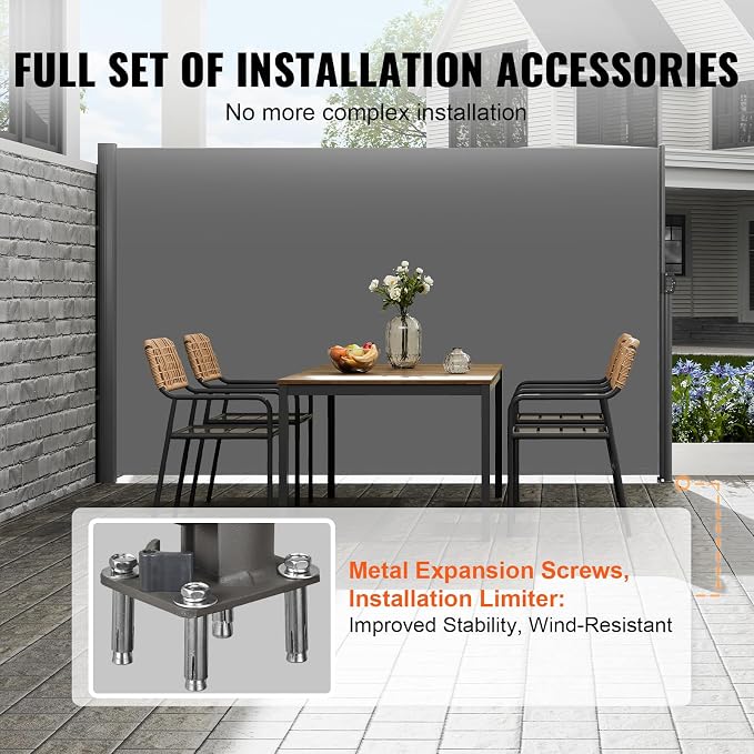 VEVOR Retractable Side Awning, UV 50 71''x118'' Full Aluminum Rust-Proof - Image 4