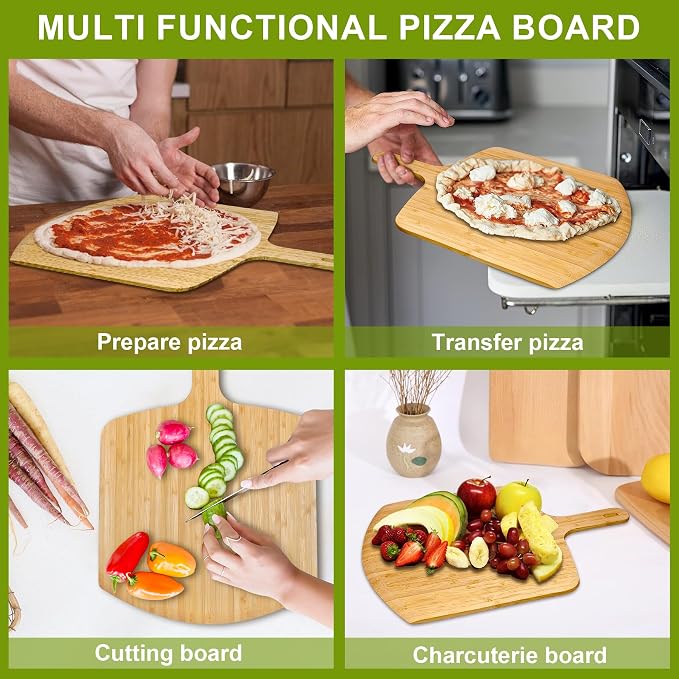 Pizza Peel 12inch Bamboo Pizza Paddle Wooden Pizza Peel Pizza Server - Image 7