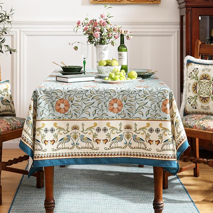 patdrea Designer French Linen Blue Tablecloth - Image 3