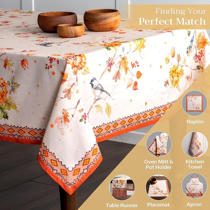 Maison d' Hermine Table Cloth Square Table 100% Cotton 60 x 60 Inches Fall - Image 5