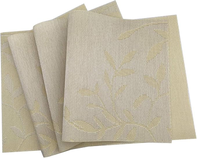 Gugrida Place Mats PVC Set of 6, Table Placemats Set of 6 PVC Washable Woven - Image 4