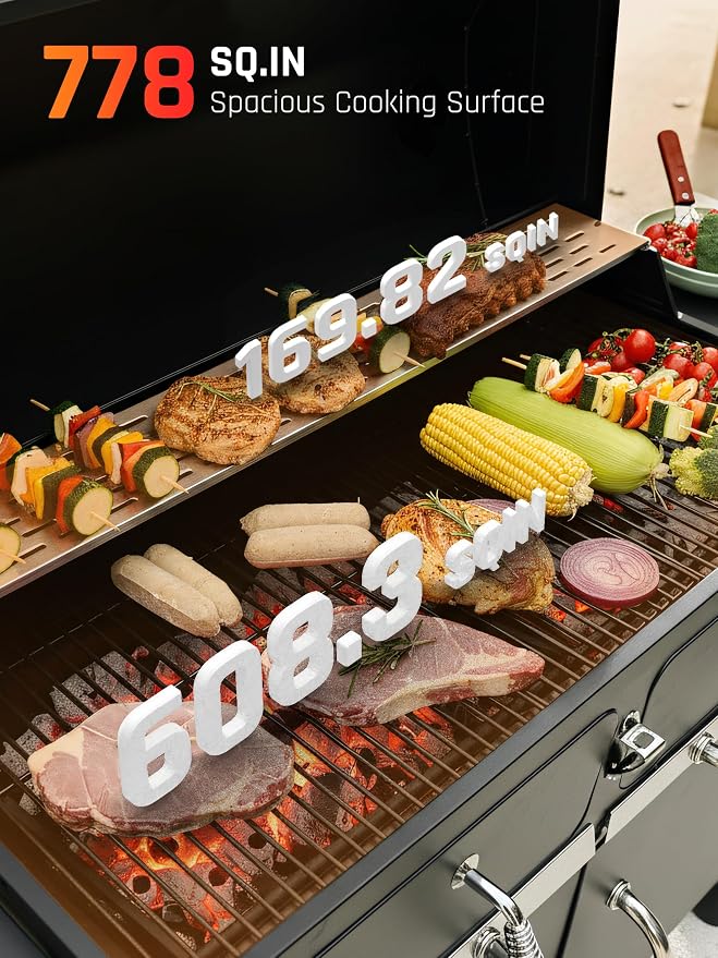 NATURAL EXPRESSIONS Charcoal Grills BBQ grill, 36 in Large Smoker Grill - Image 2
