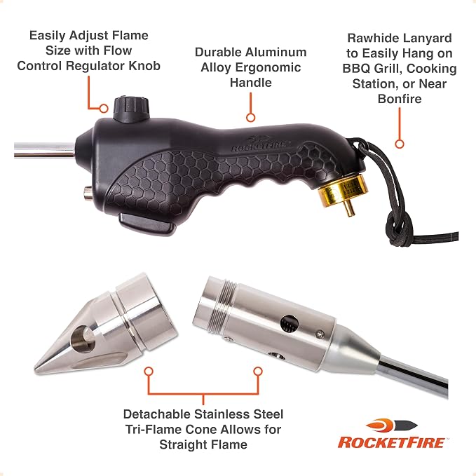 ROCKETFIRE Fire Starter Torch | Perfect Propane Torch Head, Grill Gun, Charcoal - Image 4