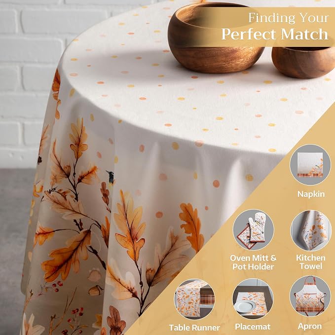 Maison d' Hermine Table Cloth Round Table 100% Cotton 69 Inches Fall Tablecloth - Image 5