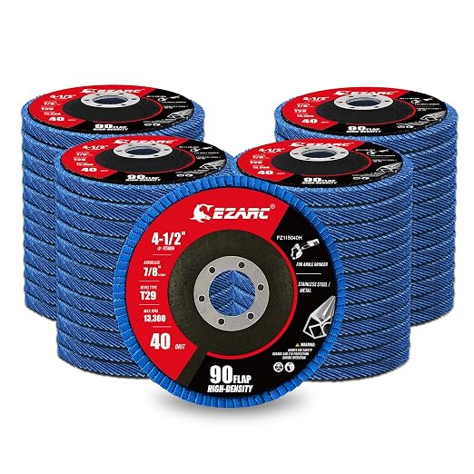 EZARC High Density Flap Discs 40 Grit, 4 1/2 x 7/8-Inch Flap Sanding Disc by EZARCTools