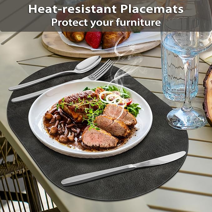 ADRIMER Placemats, Heat Resistant Oval Placemats Set of 8 Washable 12 x 17 Inch - Image 2