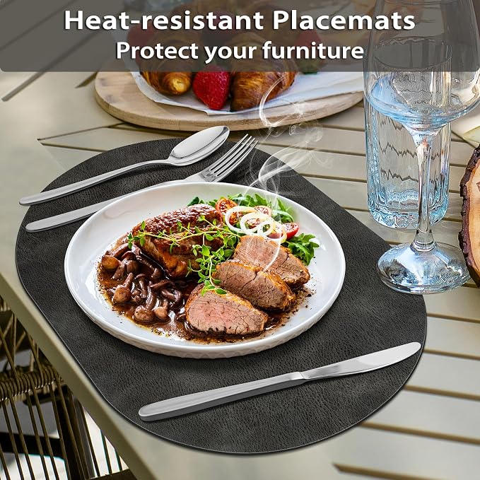 ADRIMER Placemats, Heat Resistant Oval Placemats Set of 6 Washable 12 x 17 Inch - Image 2