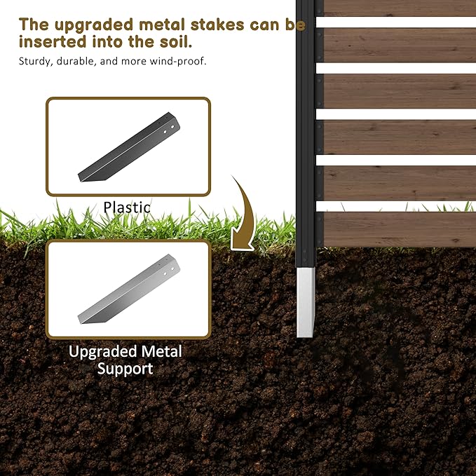 MUPATER 49” H×78” W Outdoor Privacy Screen Fence, No Dig Wooden Privacy Fence - Image 4