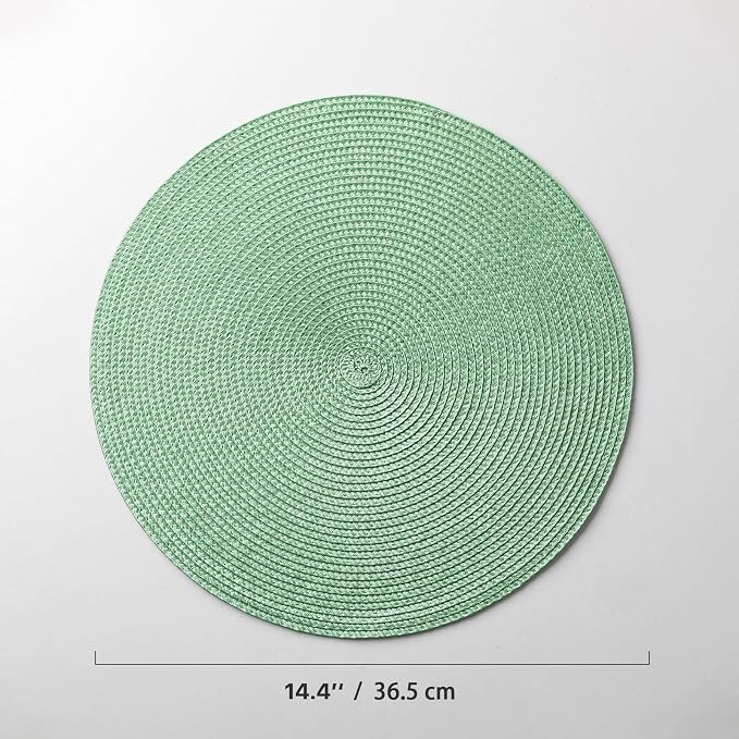 Round Placemats Set of 6 Plastic Woven Placemats Washable Wipeable Table Mats - Image 6