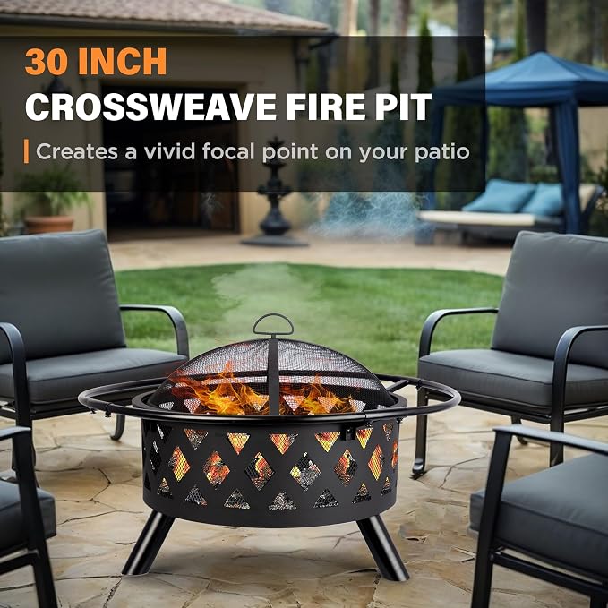 Red Mountain Valley 30'' Outdoor Wood Burning Fire Pit, 2-in-1 Large Round Fire - Image 2
