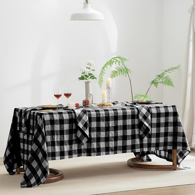EVERLY 100% Yarn-Dyed Linen Rectangle Tablecloths 60x84Inches - Image 5