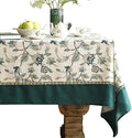 patdrea Designer Green Linen Extra Long Rectangle Tablecloth, Vintage Floral by Welcometopatdrea