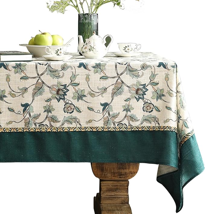 patdrea Designer Green Small Linen Table Cloth by Welcometopatdrea