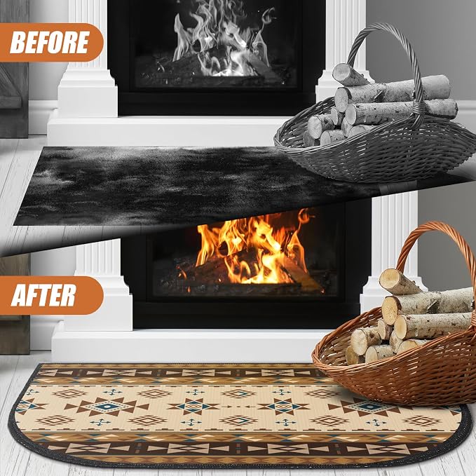 Demissle Cabin Fireplace Hearth Rug Fireplace Mats Cabin Southwestern Fireproof - Image 6