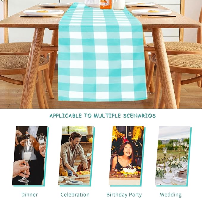 Fabric Checkered Table Runner 12 Pack Waterproof Gingham Table Runner 14W x - Image 3