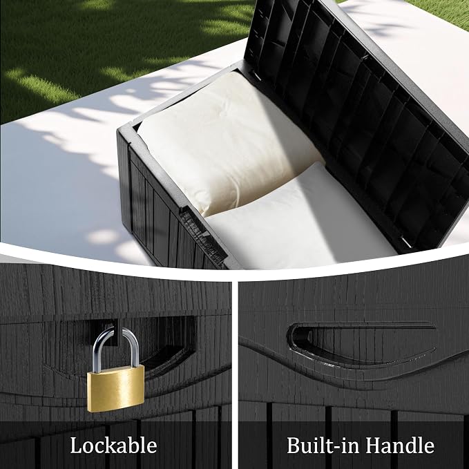 50 Gallon Outdoor Storage Box Waterproof Lockable Resin Deck Box Large - Image 4