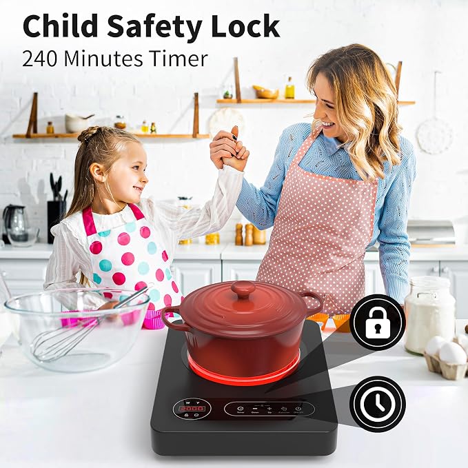 VBGK Single Burner Electric Cooktop, 110V 1800W Electric Stove Top - Image 7