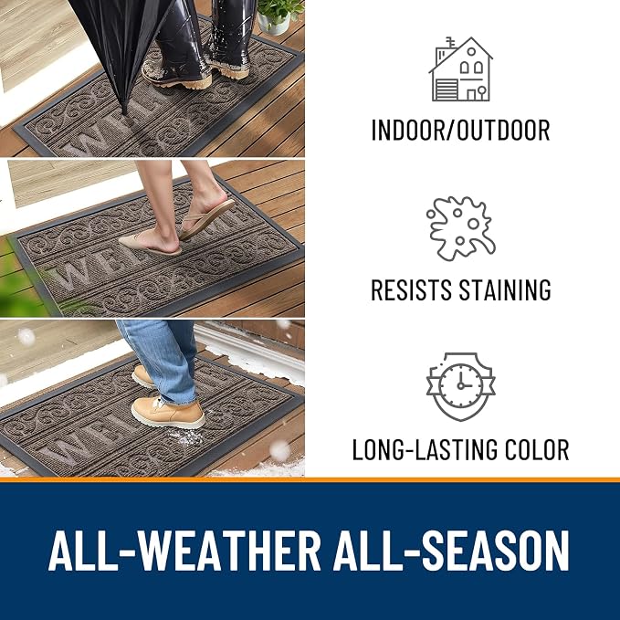 OLANLY Welcome Door Mat Indoor Outdoor Entrance, Heavy Duty Sturdy Front Door - Image 3