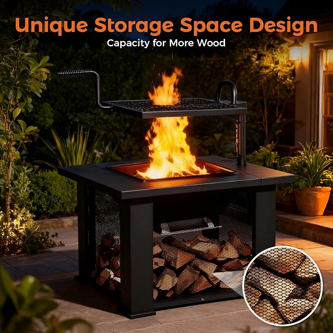 BALI OUTDOORS Fire Pit with BBQ, Outdoor Fire Pit - Image 3