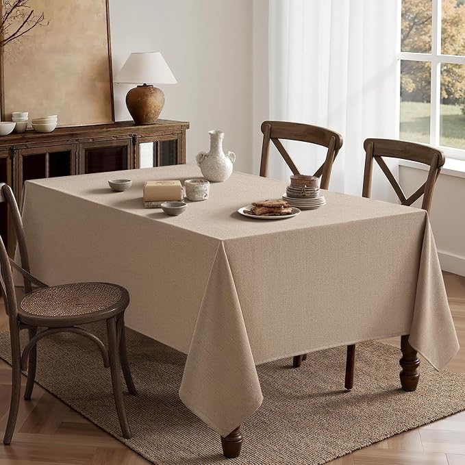 MIULEE Brown Linen Polyester Tablecloth 52x70 Inch Rectangle Table Cloth - Image 6