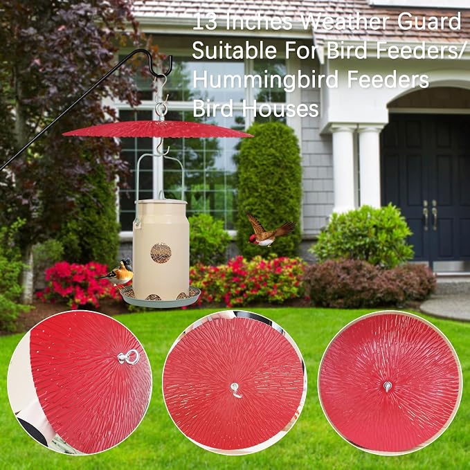 13" Bird Feeder Baffle, Metal Hummingbird Feeder Rain Guard, Metal Hanging - Image 4