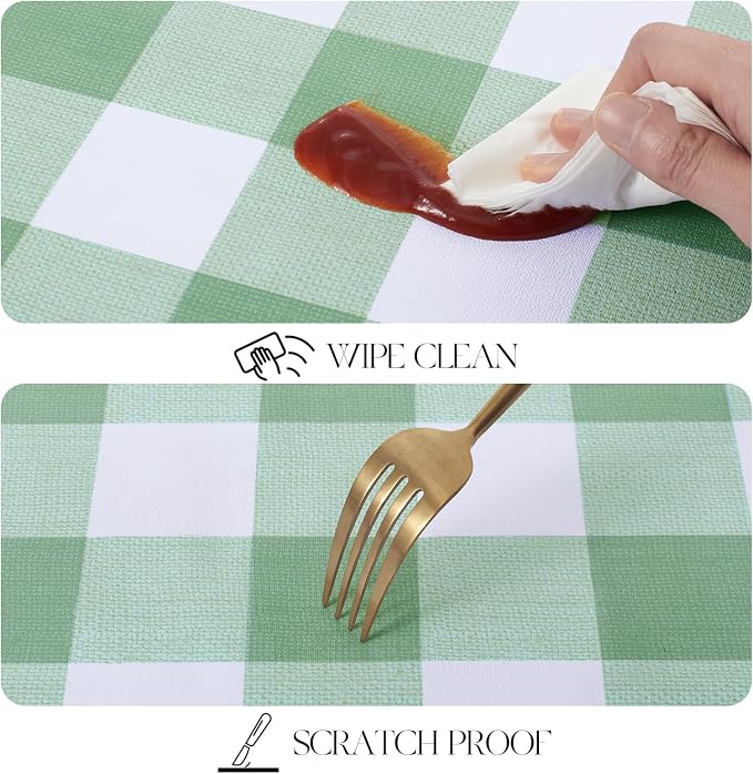 MOSAYT Rectangle Vinyl Tablecloth, 100% Waterproof Buffalo Gingham Plastic - Image 5