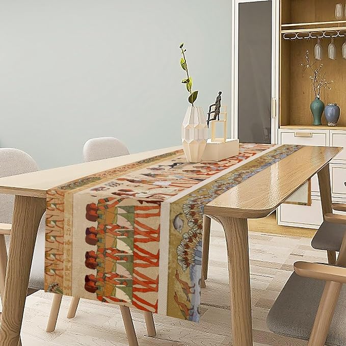 Egypt Table Runner, Mystery Element Ancient Egyptian Culture Gods Print Table - Image 3