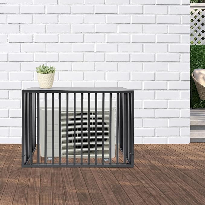 Air Conditioner Fence with Top Cover, Freestanding Metal Trash Can Hider Outdoor - Image 4