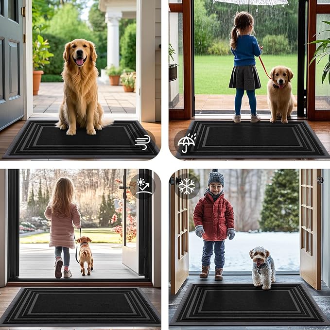 Buganda Front Door Mat Indoor Outdoor Entrance, Non-Slip Natural Rubber Doormats - Image 7
