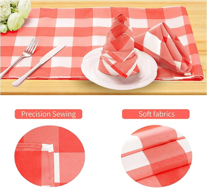 Buffalo Plaid Table Napkins Set of 12 Checkered Cloth Napkins 17x17 inch - Image 3