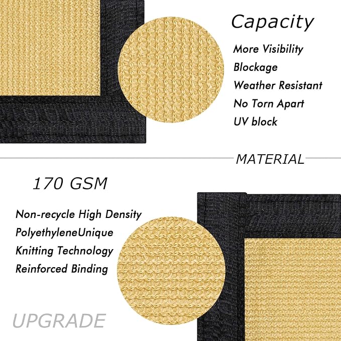 UPGRADE Privacy Fence Screen 3'x3' Sand Outdoor 90% Visibility Blockage 170 GSM - Image 2