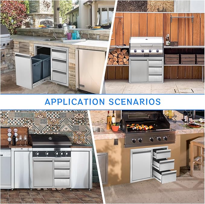 Outdoor Kitchen Drawer Combo, Stainless Steel Triple Drawer Cabinet - Image 7