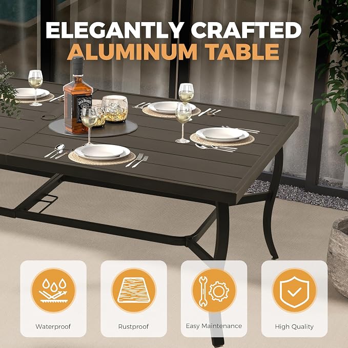 HAPPATIO Aluminum 9 Piece Patio Dining Sets, Outdoor Dining Set - Image 4