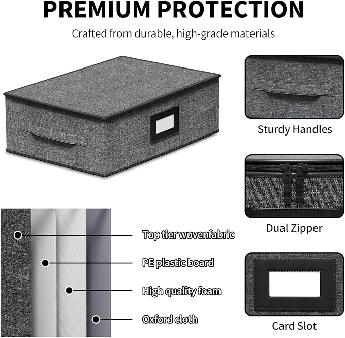 Aokeyee 2-Pack Cup and Mug Storage Box, Hard Shell China Storage Containers - Image 3