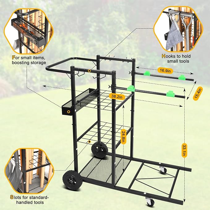 CAROD Mobile Trash Bag Holder and Tools Organizer Cart 2-in-1, Metal Cleaning - Image 3