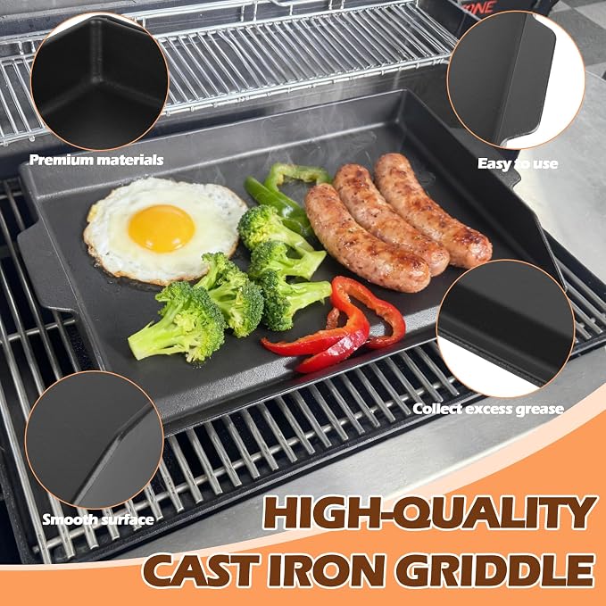 Universal Cast Iron Griddle for Charcoal & Gas Grills and Stove Top, Thickened - Image 4