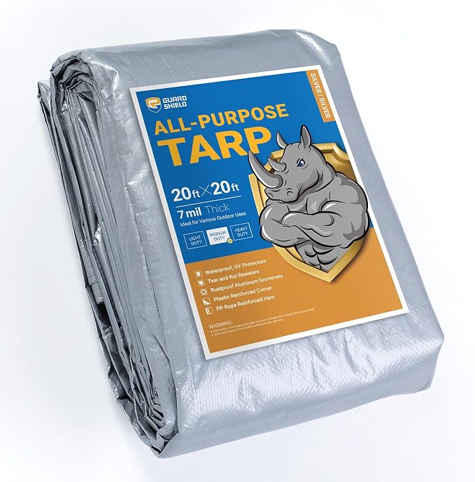 GUARD SHIELD Silver Tarp Waterproof 20x20 Feet Medium Duty All Purpose Poly by GUARDSHIELD