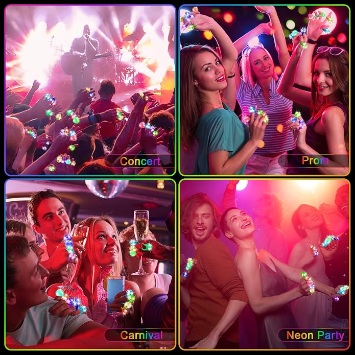 Valentines Day 200 Pcs Light Up Rings, New Year Glow In The Dark Party Supplies - Image 5