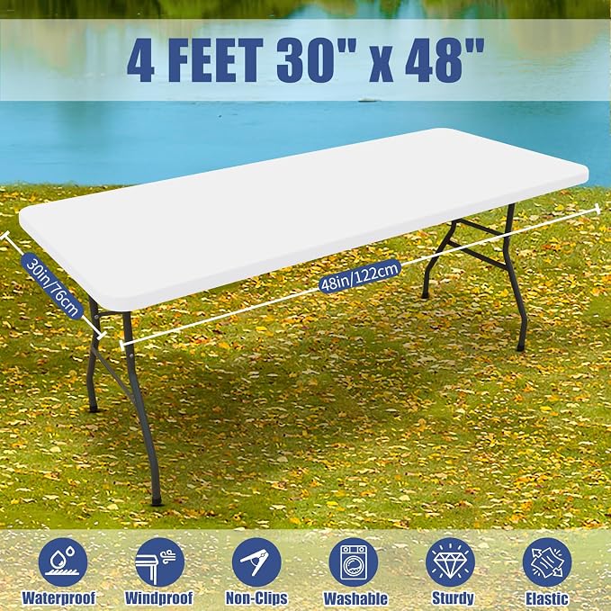 Spandex 4 Foot Rectangle Table Cloth 6 Pack, Elastic Fitted Tablecloths - Image 8