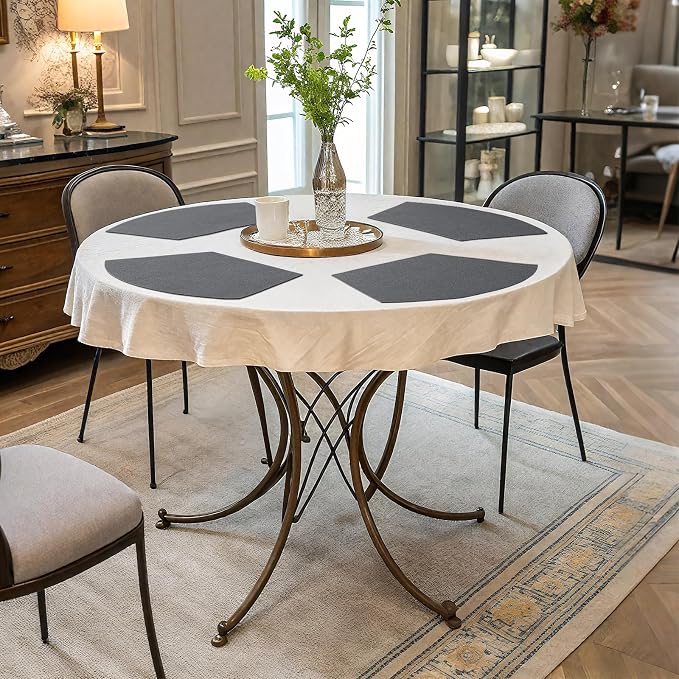 Homaxy Round Table Placemats Set of 6, Washable Wedge Shaped Faux Leather Table - Image 6
